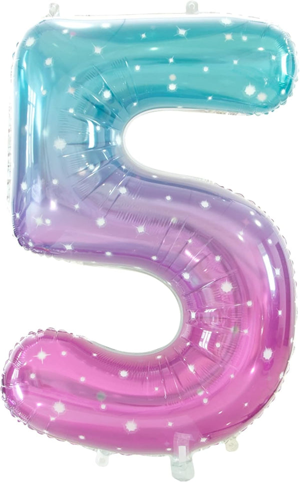 Number 5 Balloon, Large 40 Inch Number Balloons for 5th Birthday Party Decorations, 5 Year Old Birthday Sign Decor