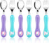 Lehoo Castle Toddler Fork and Spoon Set, 6pcs Safety Stainless Steel Utensils, Light Purple & Blue for Kids