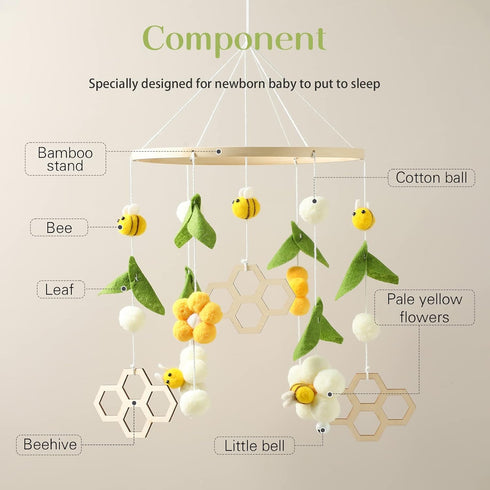 Adorable Bee-Themed Crib Mobile - Soft Nursery Decor for Infants