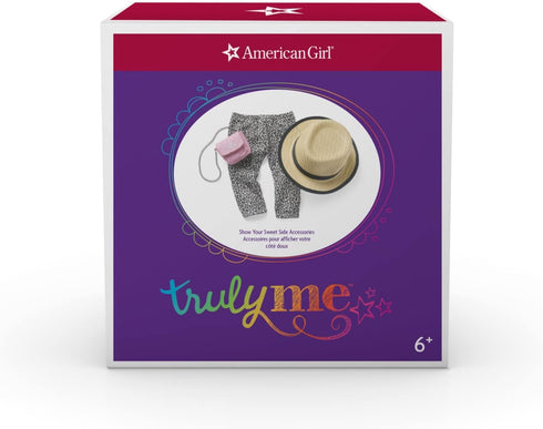American Girl Truly Me 18-inch Doll Accessories: Leopard-Print Pants, Pink Pants, Straw Hat with Ribbon, Ages 6+