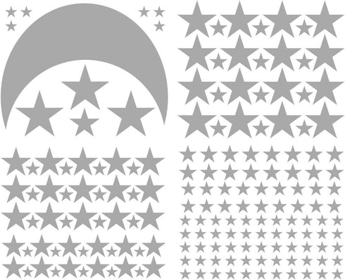Moon and Stars Wall Decal Vinyl Sticker for Kids Room Decoration, Good Night Nursery Wall Decor (Gray)