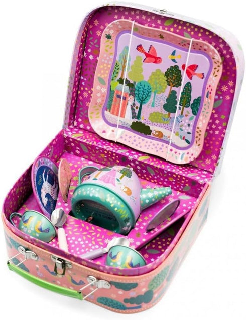 Floss & Rock Fairy Tale Musical Kids Tin Tea Set, 11 Piece, 6.8 Inch