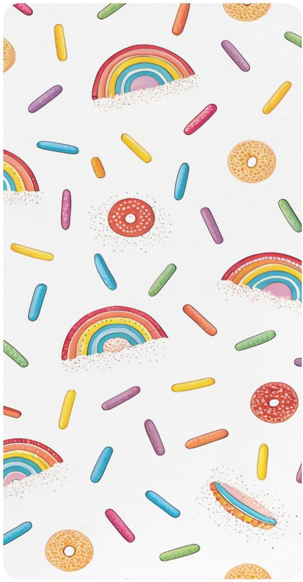 CZXW Rainbow with Sprinkles Crib Sheets Fitted 52" x 28" Natural Cotton Soft