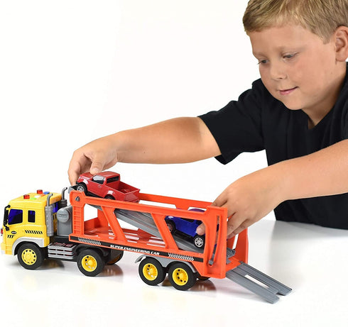 17 4 6 Playset Sunny Days Entertainment Maxx Action Vehicle Transport with Diecast Trucks Bright Lights and Car Sounds