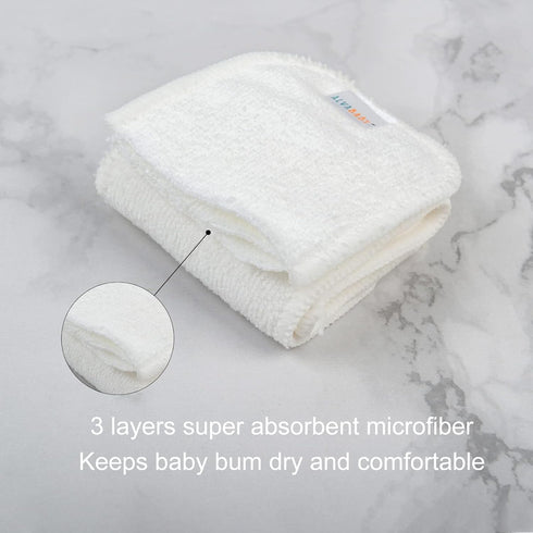 12PCS 12pounds 3-Layer 12ST ALVABABY Newborn Cloth Diaper Insert,Less Than Microfiber Insert