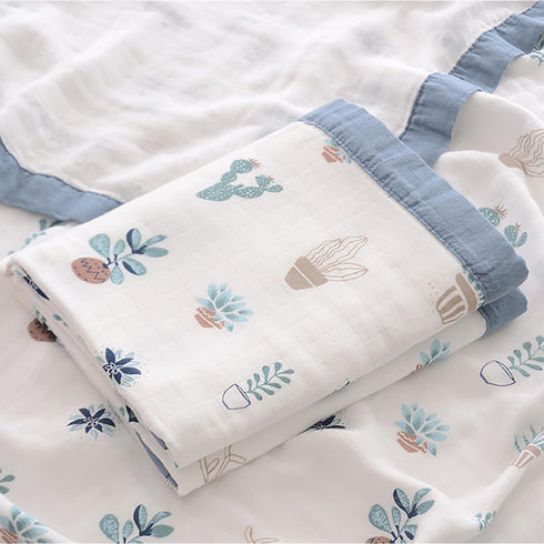 Muslin Soft Swaddle Blankets, Baby Quilt for Boy Girl Toddler Daycare, 43X45 inches (Potted Plant)