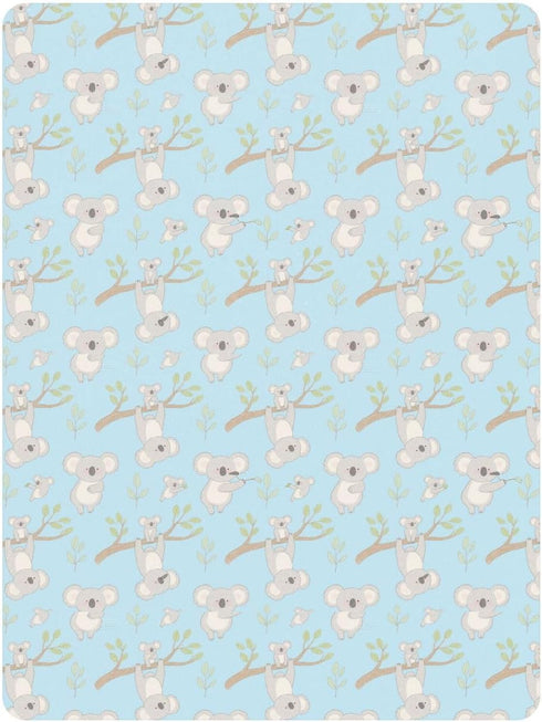 miaozhen 1 Pack 52x28 Cotton Baby Crib Sheets Soft Stretchy Funny Forestland Animal Koala Blue Crib Mattress Sheet
