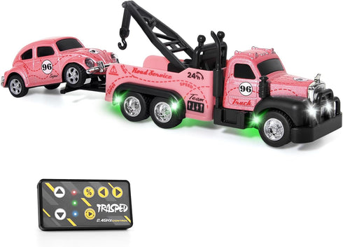 Mini Rc Truck,Tow Trucks Toy with Mini Metal Car Set 2PCS,City Service