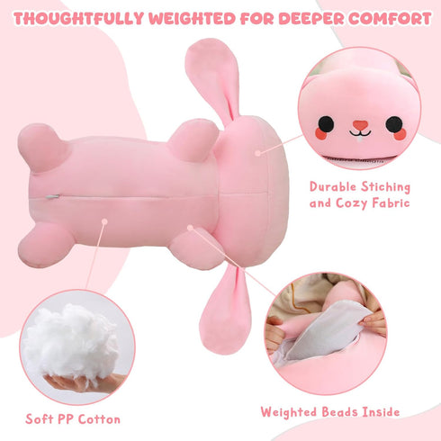 1.6 lbs TOYSYM Weighted Stuffed Animals, Bunny Stuffed Animal with Weighted Beads, Cute Plush Toy Pillow Gifts