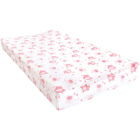 Luvable Friends Unisex Baby Fitted Changing Pad Cover, One Size, Girl Basic Elephant