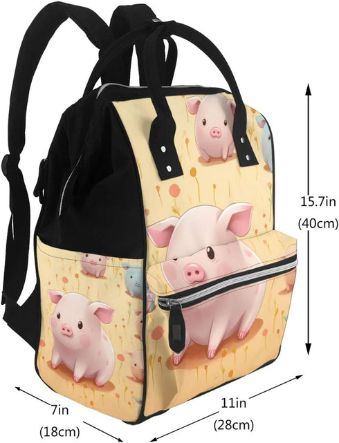 OUSIKA Backpack Daypacks Colorful Cute Pig Print Diaper Bag Multifunction Laptop Travel Large Nappy Bag, Black, One