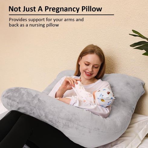 Chilling Home Memory Foam Pregnancy Pillow, J Shape Pregnancy Pillows for Sleeping, Body Pillow for Adults, Maternity