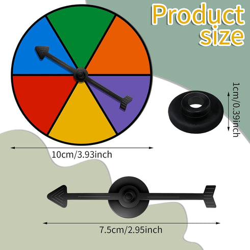 Chivao 10 Sets Game Spinner Wheel, Erasable Game Spinners with Plastic Rotating Arrows for Prizes
