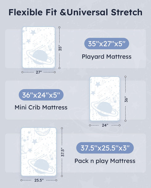 Pack 3 Pack, Pack Unnivoll and Play Sheets Fitted Mini Crib Sheets for N Play Mattress Stretchy Portable Playard