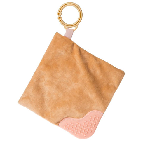 Sweet Soothie Crinkle Teether Toy with Baby Paper and Squeaker, 6 x 6-Inches, Latte