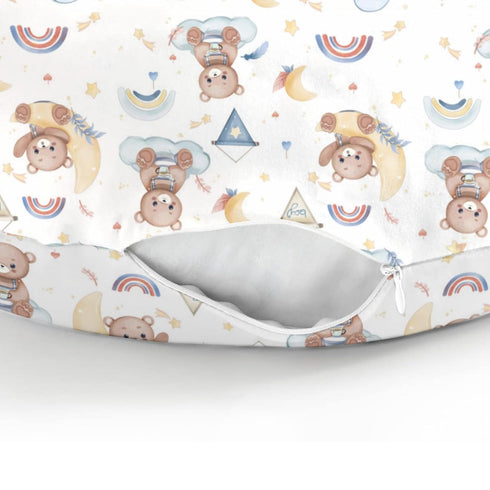 Watercolor Bear Rainbow Blue Baby Nursing Pillow Covers for Boy Cute Bears Moon Stars Clouds Nursing Slipcovers