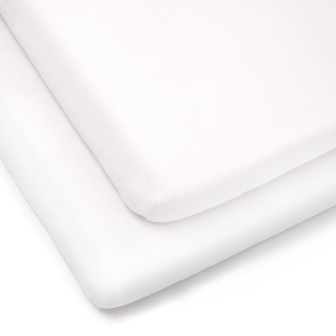 CLAIR DE LUNE Baby - 2 x Fitted Cotton Jersey Interlock Cot Bed Sheets White