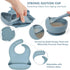 mraisebossup Set 15 Silicone Baby Feeding PcsBaby Plates,Baby Spoons Suction Bowl Divided Plate Bib Cup Finger Brush