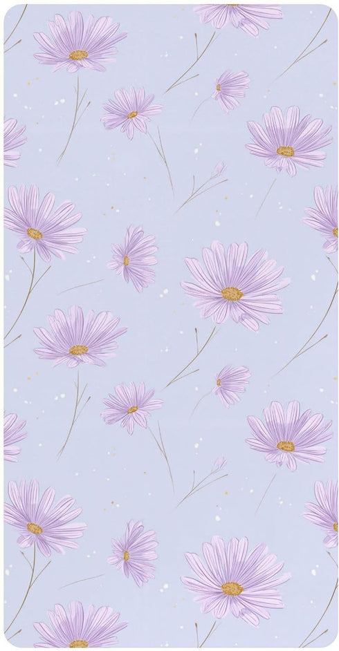 miaozhen Cotton Baby Crib Sheets Ultra Soft Daisy Flower Pastel Purple Playard Mattress