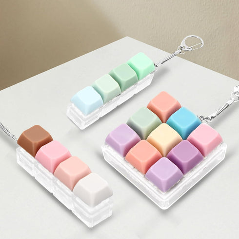 Xorim 3 Pieces Keyboard Fidget Toy, Decompression Toys Keyboard Clicker Toy with Keychain for Adults to Relieve Stress