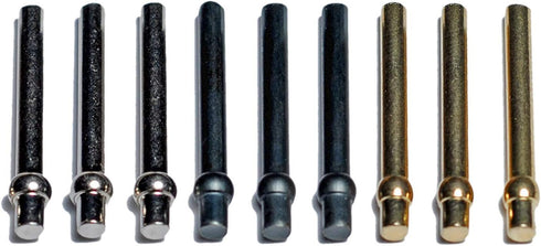 WE Games Standard Metal Cribbage Pegs - Set of 9 with Velvet Pouch in Brass, Silver & Black