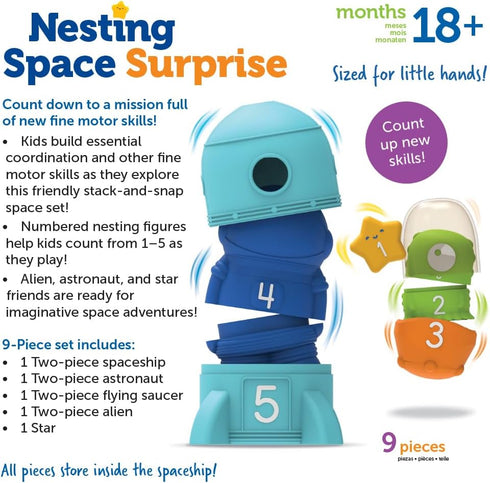 Learning Resources Nesting Space Surprise, Montessori Preschool Toys for Ages 18 Months+, Fine Motor Skills