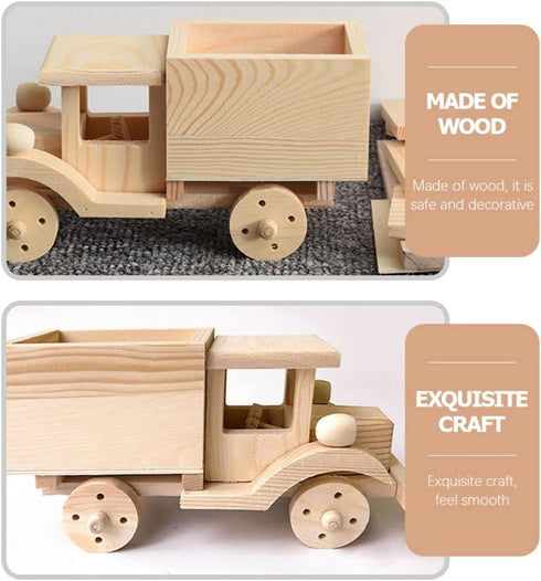 Kisangel Christmas Decorations - 2 Sets Wooden Car Model 3D Unfinished Puzzles Build Car Kit for Home Ornaments