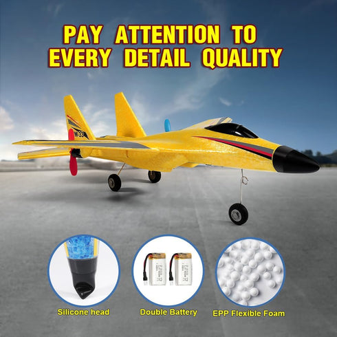 SU-27 Airplane,2.4GHz 2 2 RC Channel Remote Control Plane with Gyro Night Lights and Batteries, Easy to Fly for Adults