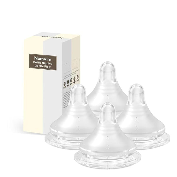Silicone Bottle Nipple with Latch-On Point, Gentle Flow, Natural Feel (1m+, S,