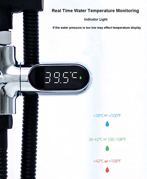Shower Thermometer - LED Digital Display Baby Bath Water Thermometer with 360° Rotating Screen for Home Bathroom