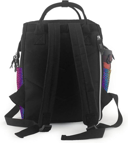 TZTTZT Backpack, Mommy Bright Leopard Rainbow Print Diaper Bag Toddler Baby Girl Boy Diaper Bag for Mom Dad, Bags