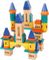 Wooden Castle Building Blocks Set, 69 Pieces Big Solid Beech Wood Stacking Toy for Kids