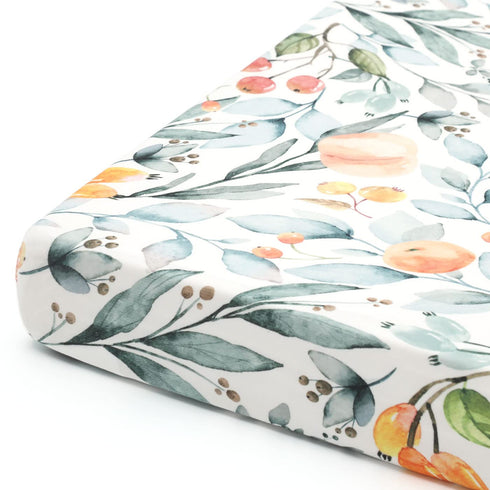 GRSSDER Stretchy Ultra Soft Jersey Knit Fitted Pack n Play Sheets Set, 2 Pack, Watercolor Flowers