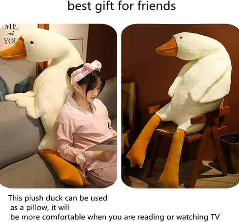 FANGYU Goose Stuffed Animal Pillow Toy, Cute Giant White Goose Stuffed Animal Duck Plush,Swan White,It's a