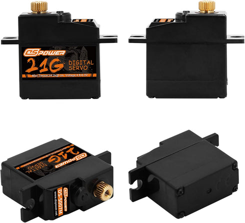 DSPOWER 2PCS 21G 25T 1/18 1/16 1/14 Mini Digital Servo, Steering Gear Full Metal Gear Micro RC Servos Motor Kit