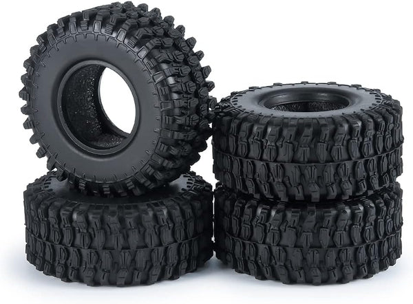 4PCS 1.0" Crawler Tires Rubber Wheel Tires for 1/24 Axial SCX24 RC Crawler Car (54mm)