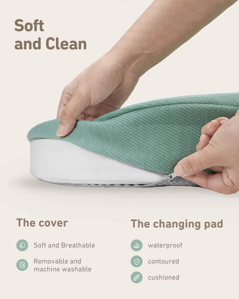 3216, Contoured Changing Pad with Soft & Washable Cover, Waterproof Lining Foam Baby Changing Table Pads for Dresser