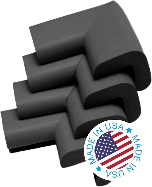 KidKusion Safety Corner Cushion, 4-Piece, Black, Child Proofing, Baby Proof Table Protector