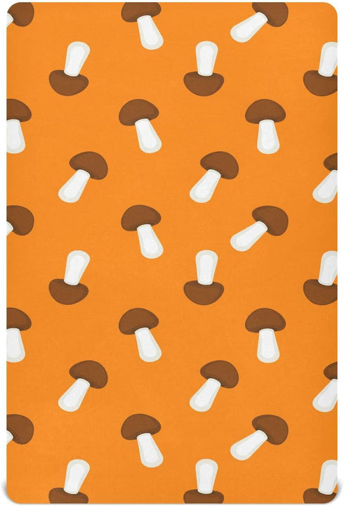 Sinestour Orange Mushroom Baby Crib Sheet Soft and Breathable Crib Mattress Protector for