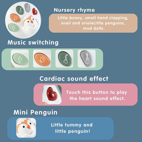 Tummy 6-18 Crawling Penguin Baby Toy with Music & Lights, Interactive Time Toy for Infants Months, Early Development