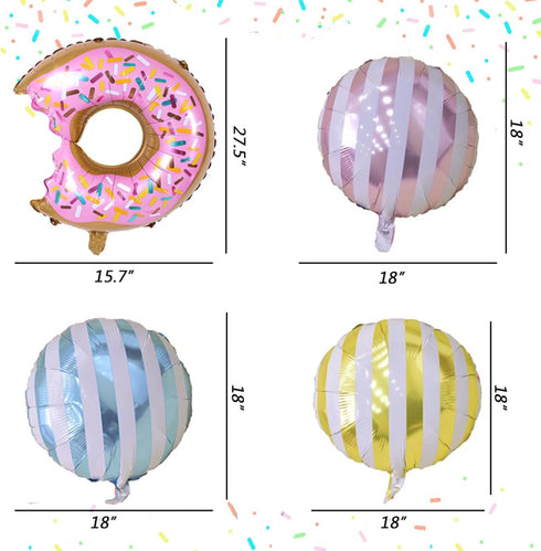 6PCS Big Donut Foil Balloons, Large Mylar Doughnut Balloons for Birthday Party Wedding Decoration Baby Shower