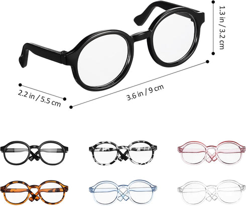 TOYANDONA Doll Glasses for 18 inch Dolls, 6pcs Mini Doll Eyeglasses Doll Dress Up Glasses with Clear Lens for Crafts Pets Doll Costume Accessories