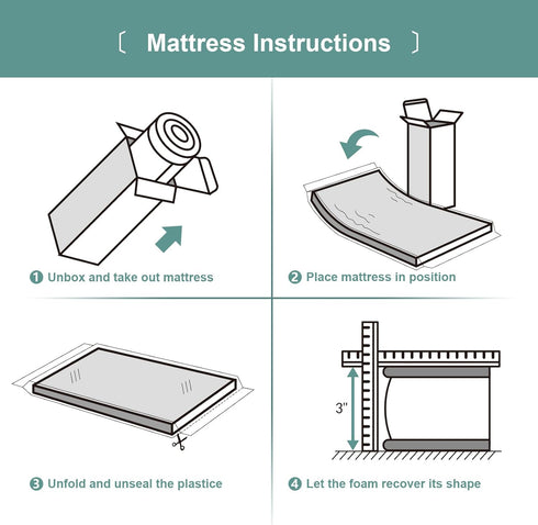 3 Inch 38" Lx26 W Mattress, No Gaps Edge Reinforcement High Density Foam, Odorless and Steady, Certipur-us and Oeko
