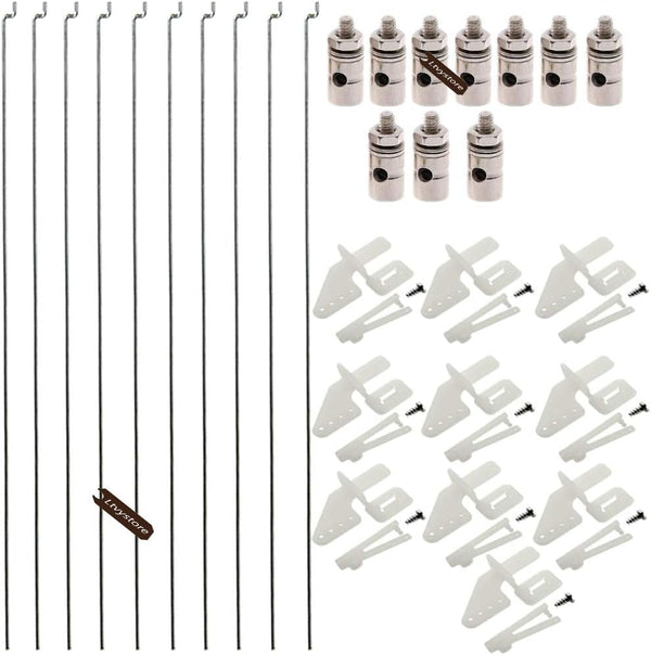 Ltvystore 10Pcs Adjustable Pushrod Connector Linkage Stopper 1.3mm & 10Pcs Nylon Control Horns