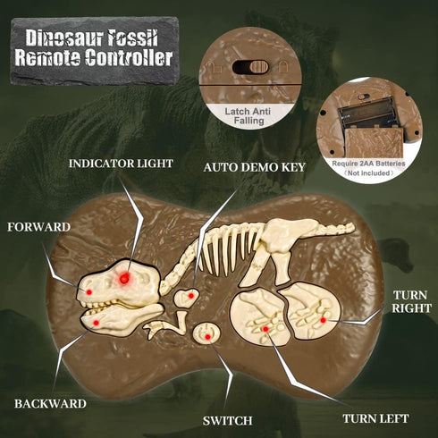 Mini Tudou Remote Control Dinosaur Toys, 2.4Ghz Velociraptor Robot with LED Light Up & Realistic Sounds for Boys Kids
