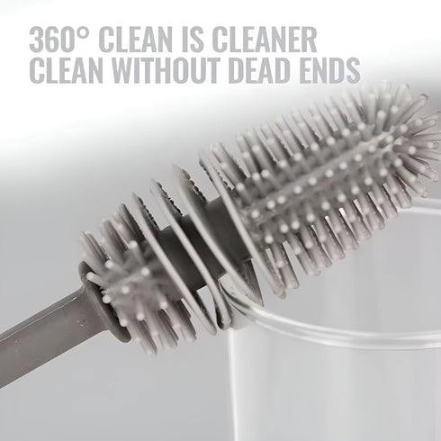 Set 12.5 Silicone Bottle Brush & Silicone Straw Cleaner Long Handle, Flexible, Odor-Resistant, Dishwasher Safe