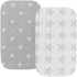 Waterproof Changing Pad Cover Set - 2 Pack Stretch Jersey Knit, Super Soft Grey Love & Stars