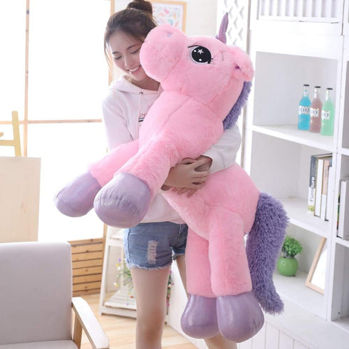 Giant Unicorn Stuffed Animal Toys - Soft Large Plush Pillow for Bedroom, Valentines, Pink, 39.4"