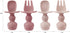 PandaEar 8 Pcs Silicone Baby Feeding Set: 2 Silicone Suction Plate, 2 Tiny Sippy Cup, 2 Spoon, 2 Fork, BPA Free,