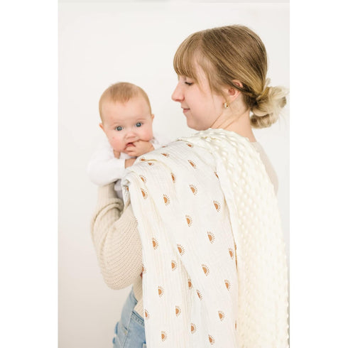 Konssy Baby Blankets for Unisex Boys Girls, Super Soft Nursery Minky Blankets with Muslin Cotton Front and Dotted